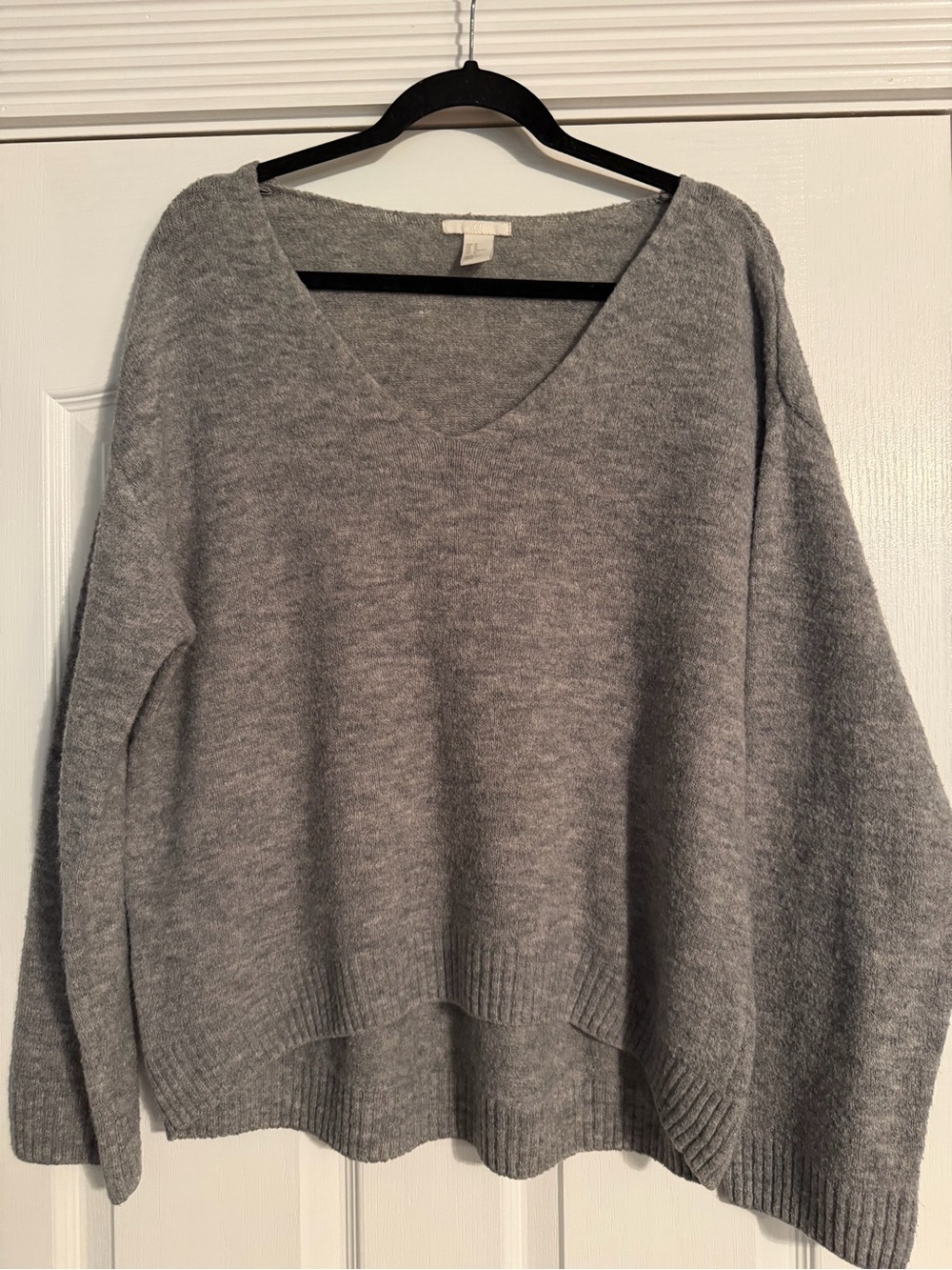 H&M Soft Gray V-Neck Knit Sweater